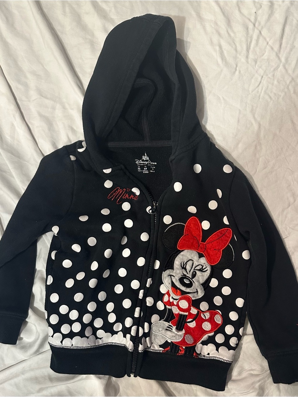 Disney Parks Minnie Mouse Disneyland Resort Zip Hoodie Girls XS 4/5